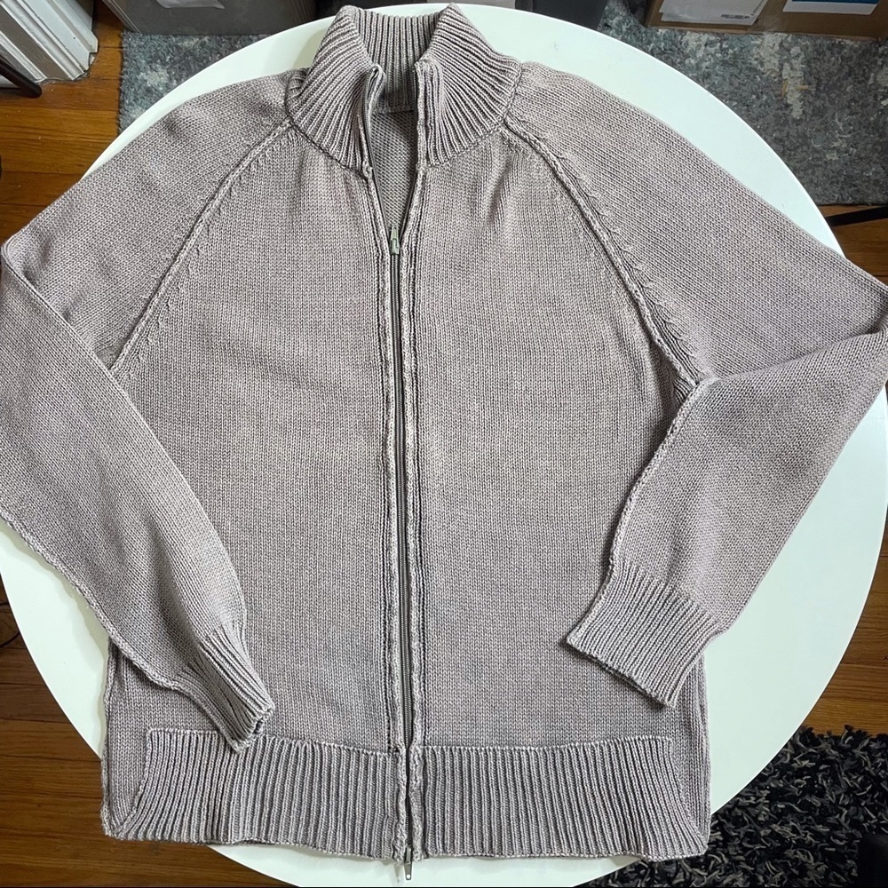 Lindbergh Men’s Cotton Blend Full Zip Knit Sweater Brown Size XXL